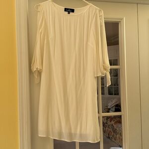 Lulus White Cream Dress with Tie Sleeves